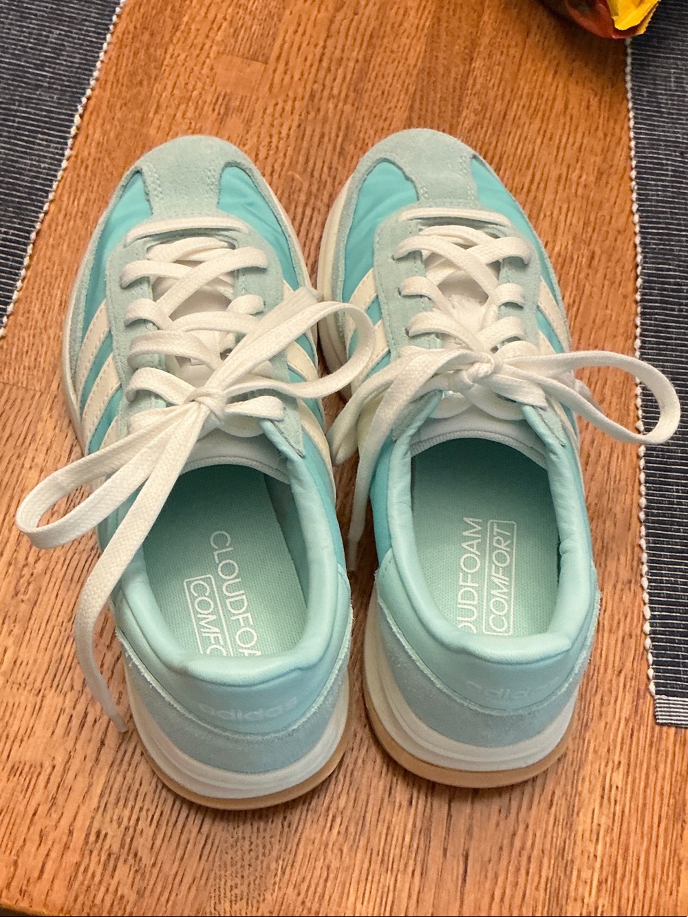 adidas turquoise and White Women's Cloudfoam Sneakers